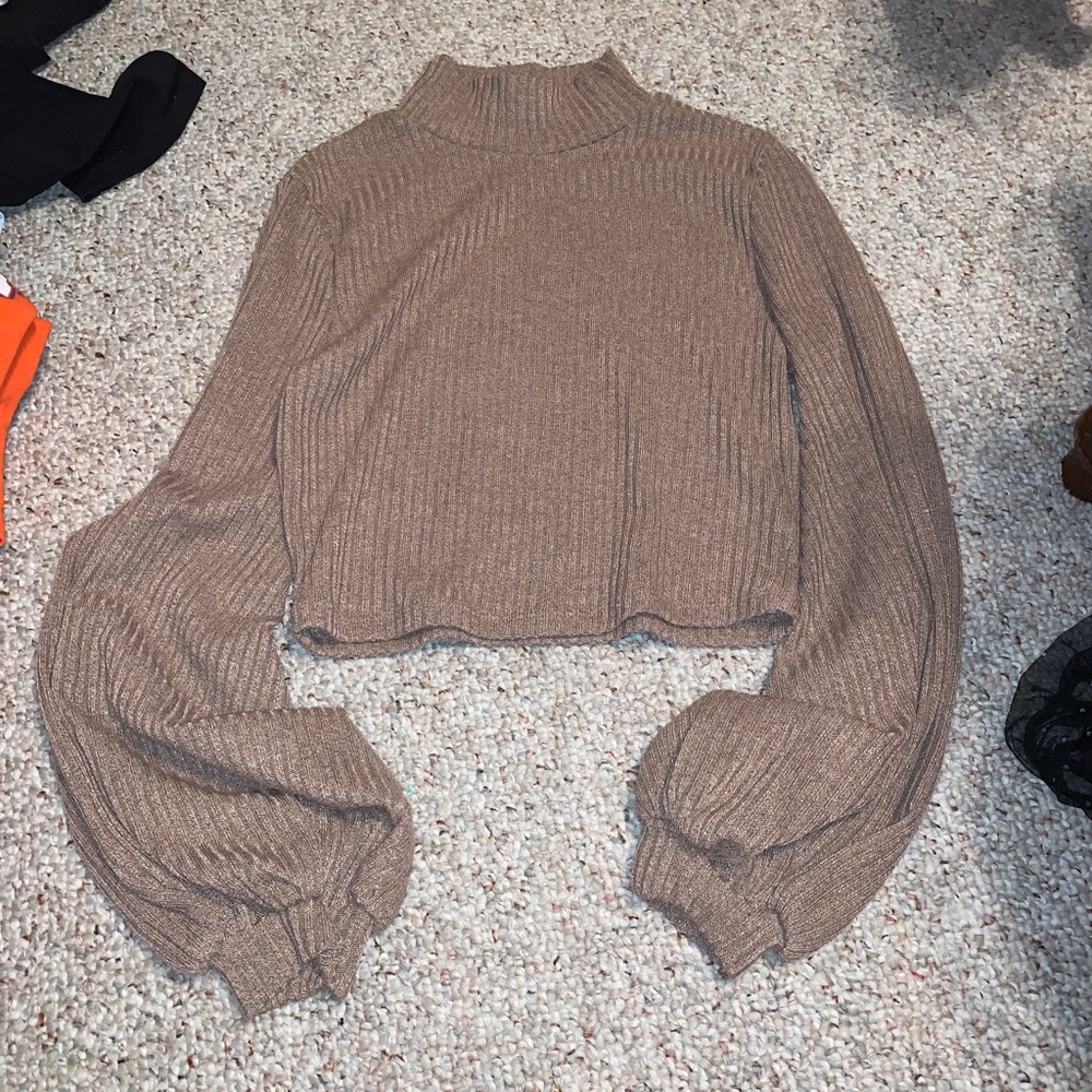Mock Neck Cropped Sweater